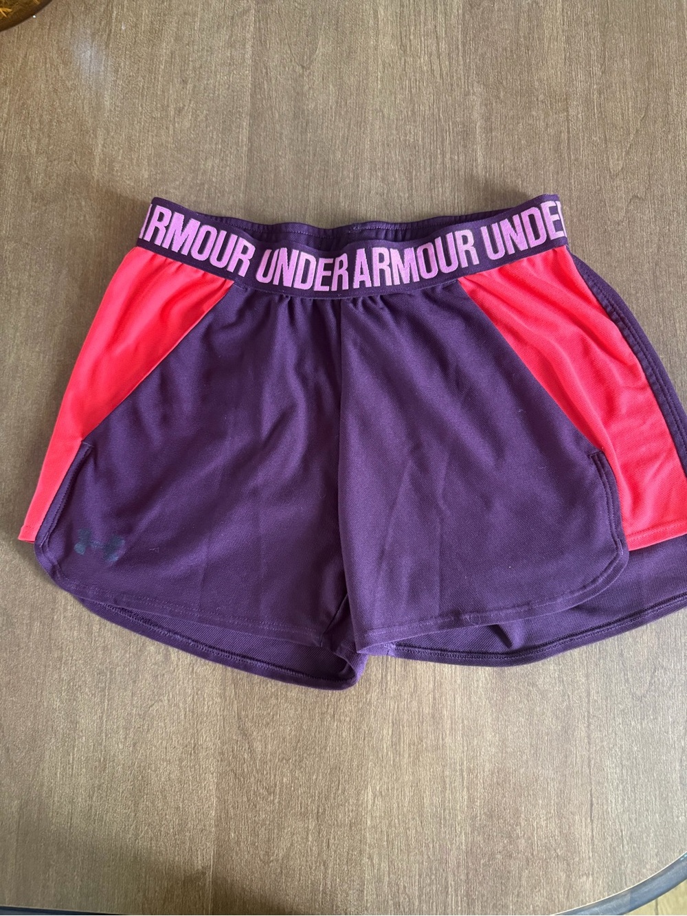 Under Armour Women's Purple Shorts with Pink Panels
